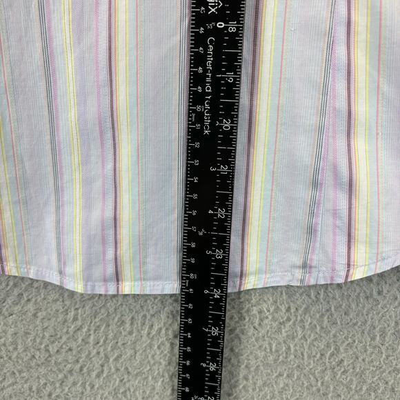 Robert Graham Flip Cuff Shirt Womens Small Blue Embroidered Floral Striped Top - Picture 10 of 11